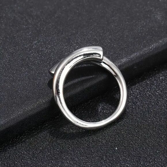 Stylish Silver Plated Geometric Ring Minimalist Modern Alloy Silver - Picture 3 of 5